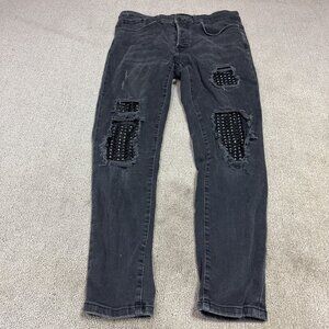 Zara Jeans Black Skinny Studded Pockets Men’s Size 32X30